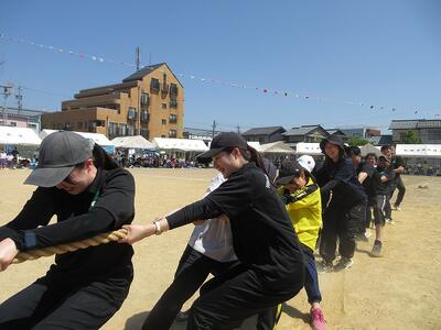 教員も綱引き参加